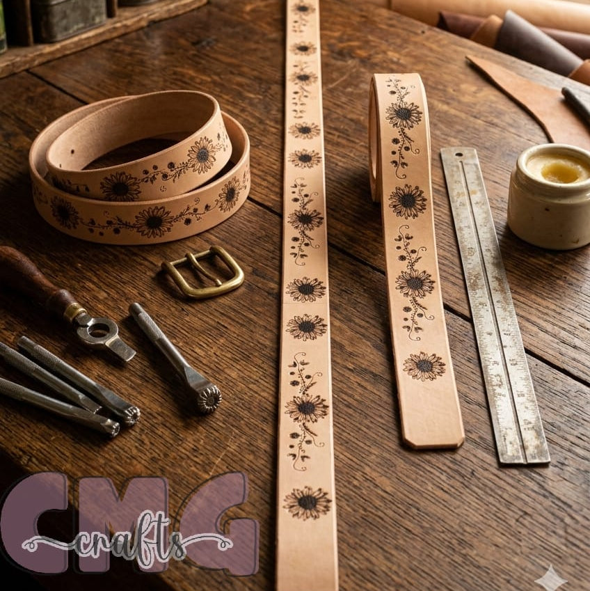 Handmade Genuine Leather Engraved Ladies Belts