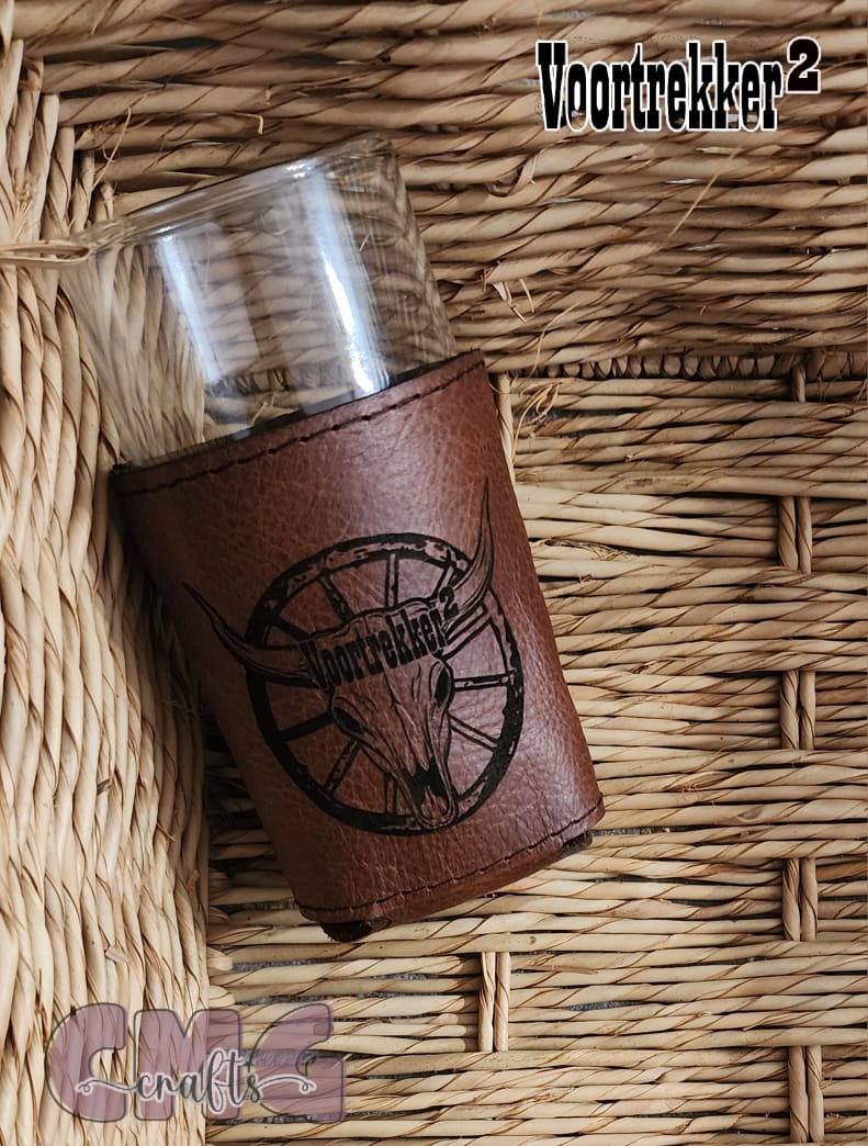 Handgemaakte egte leer blik houer (can holder/ coozie)