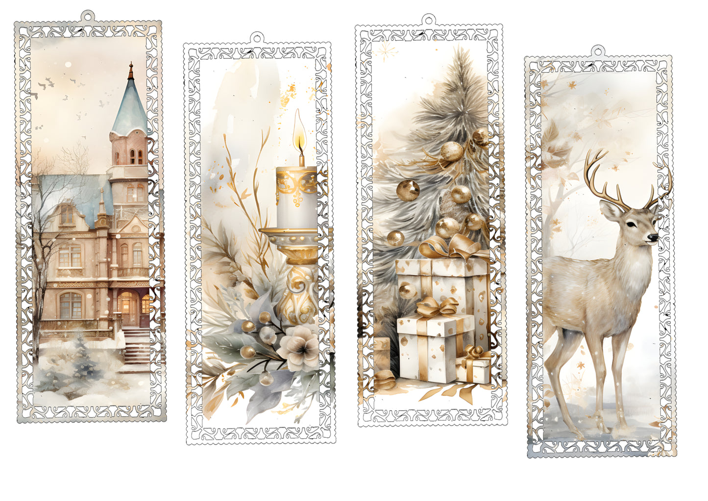 Christmas Bookmark Set 4pc Aliminium Bookmark