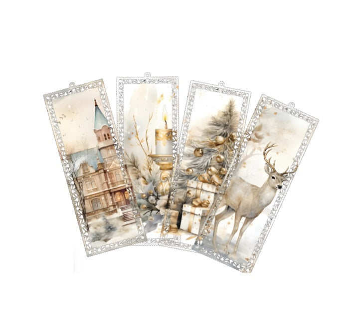 Christmas Bookmark Set 4pc Aliminium Bookmark
