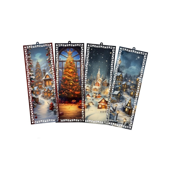 Christmas Town Bookmark Set 4pc Aliminium Bookmark