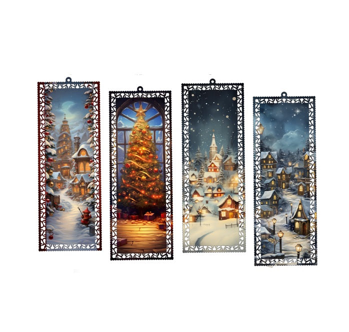 Christmas Town Bookmark Set 4pc Aliminium Bookmark