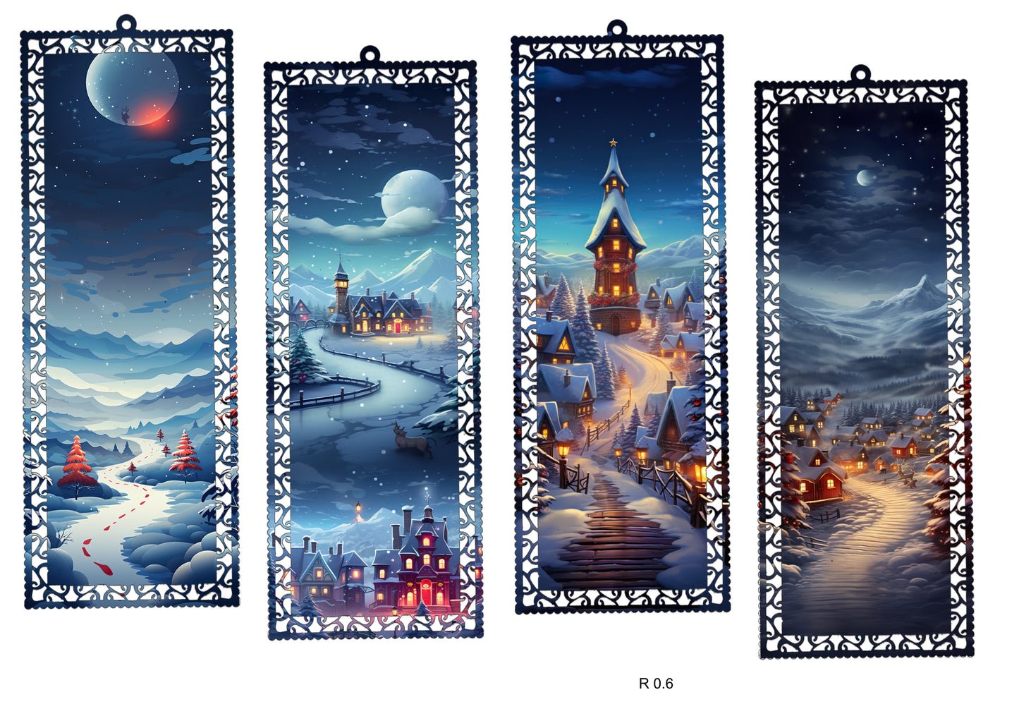Christmas Town 2 Bookmark Set 4pc Aliminium Bookmark
