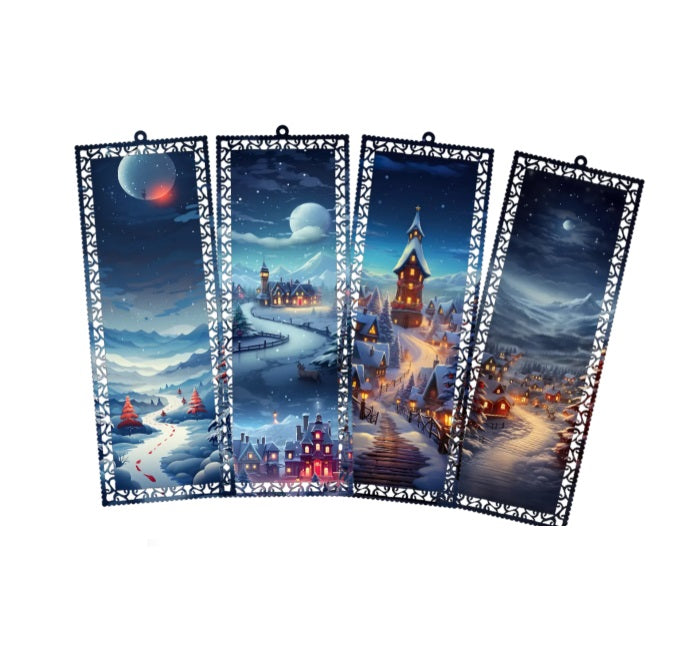 Christmas Town 2 Bookmark Set 4pc Aliminium Bookmark