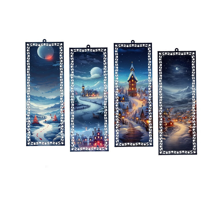 Christmas Town 2 Bookmark Set 4pc Aliminium Bookmark