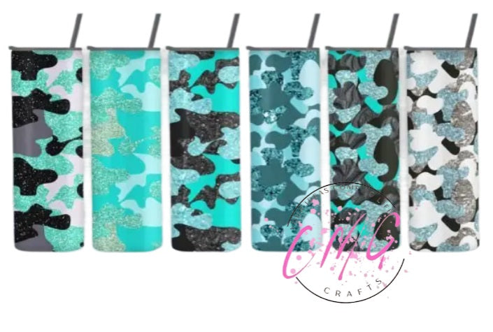 Glitter Camo Tumbler- Blue