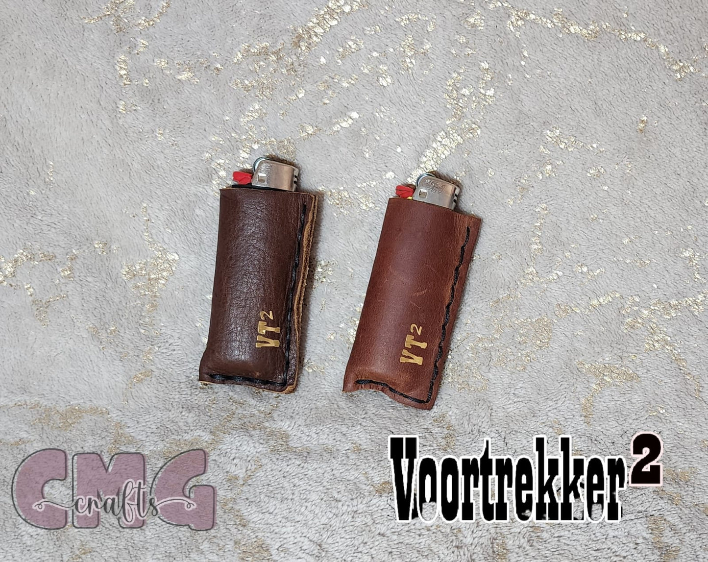 Handgemaakte egte leer aanstekerhouers (lighter holders)