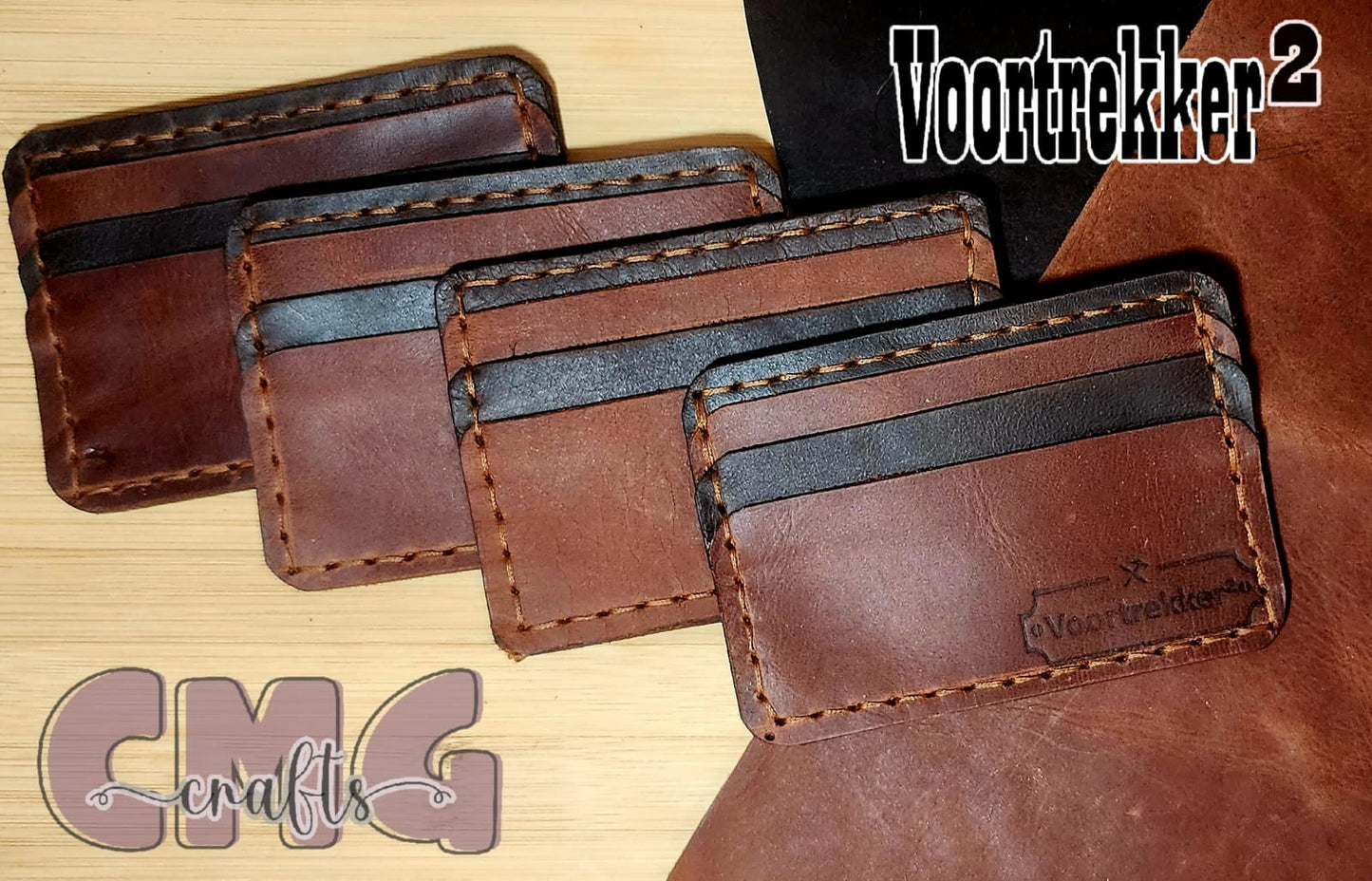 Handgemaakte egte leer kaart-houer (Genuine Leather Card Holder)