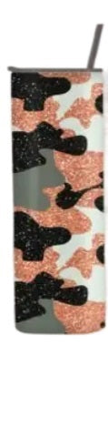 Glitter Camo Tumbler- Orange