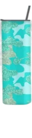 Glitter Camo Tumbler- Blue