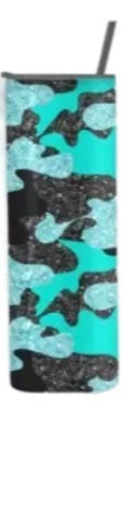 Glitter Camo Tumbler- Blue