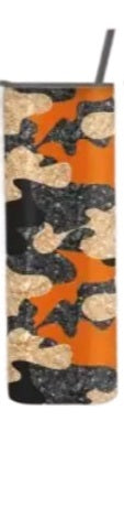 Glitter Camo Tumbler- Orange