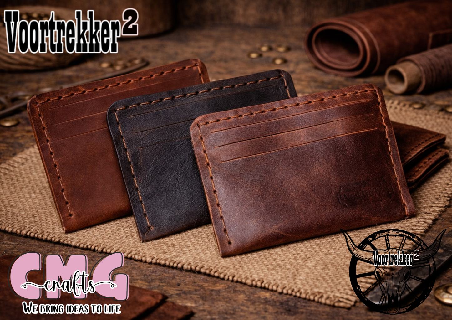 Handgemaakte egte leer kaart-houer (Genuine Leather Card Holder)