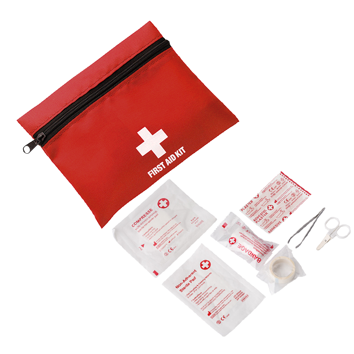 First Aid Kit in Zippered Pouch with Belt Clip