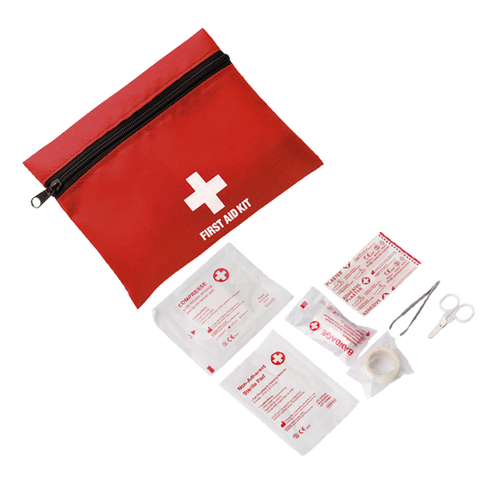 First Aid Kit in Zippered Pouch with Belt Clip