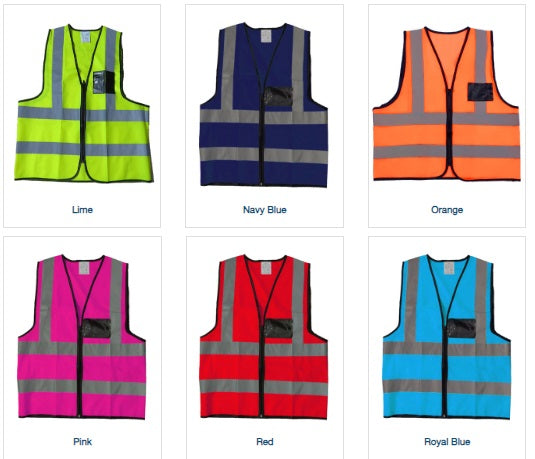 HIGH VISIBILITY Adult Reflective Vest with Zip & ID Pocket