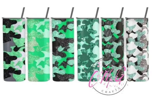 Glitter Camo Tumbler- Green