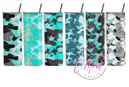 Glitter Camo Tumbler- Blue