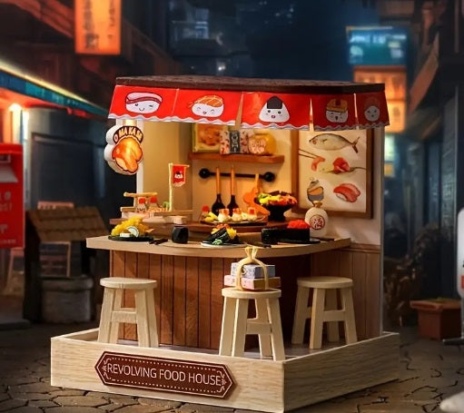 DIY Wooden Miniature Dollhouse Kit- Revolving Food house