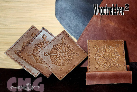 Handgemaakte egte leer drupmatjies (coasters)