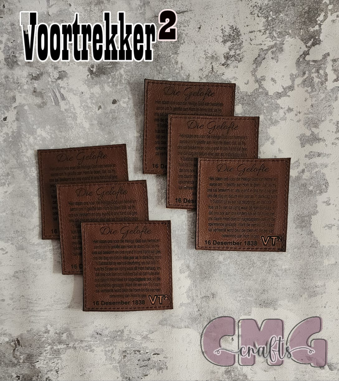 Gegraveerde Handgemaakte egte leer drupmatjies (coasters)