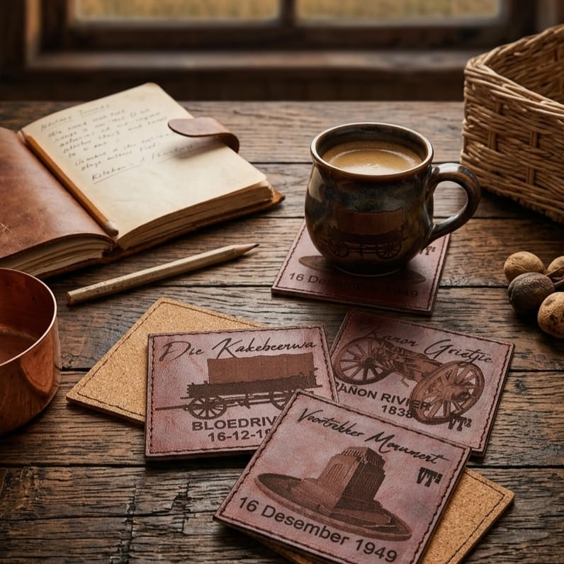 Gegraveerde Handgemaakte egte leer drupmatjies (coasters)
