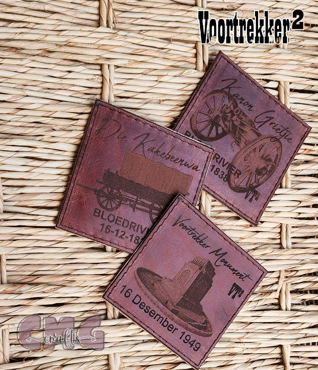 Gegraveerde Handgemaakte egte leer drupmatjies (coasters)