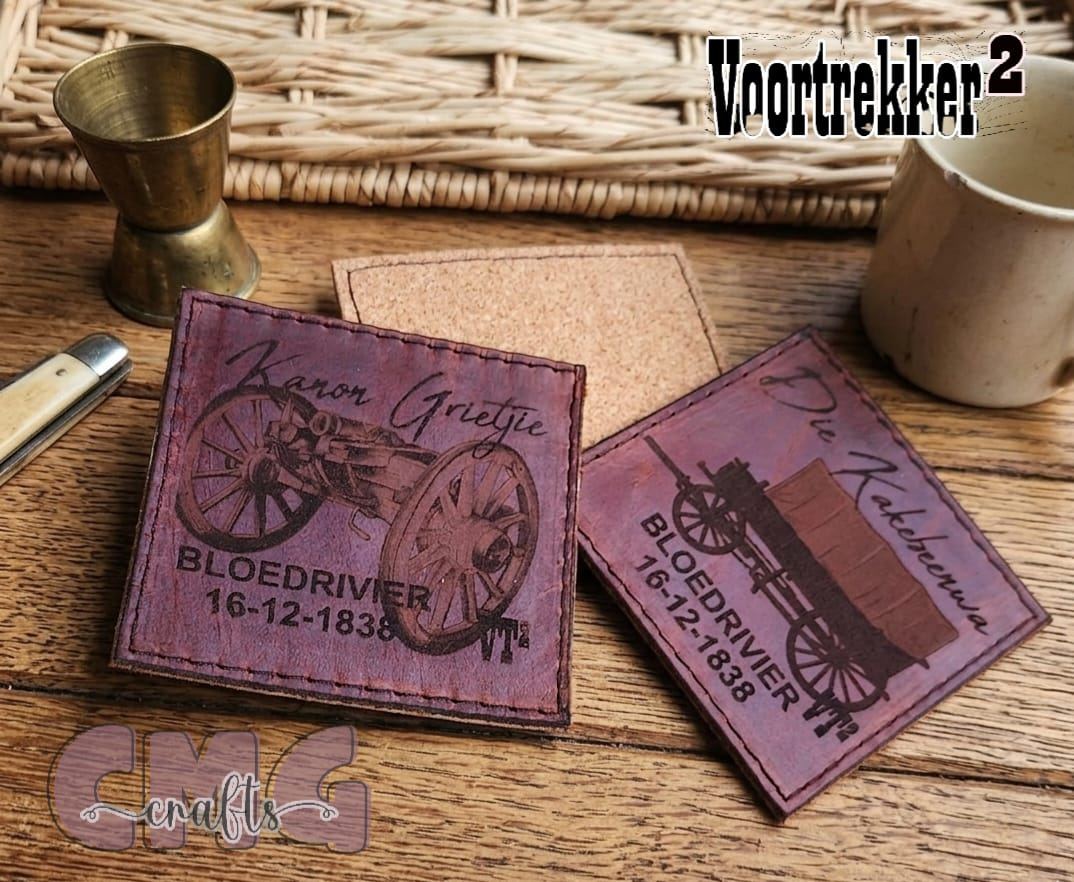 Gegraveerde Handgemaakte egte leer drupmatjies (coasters)