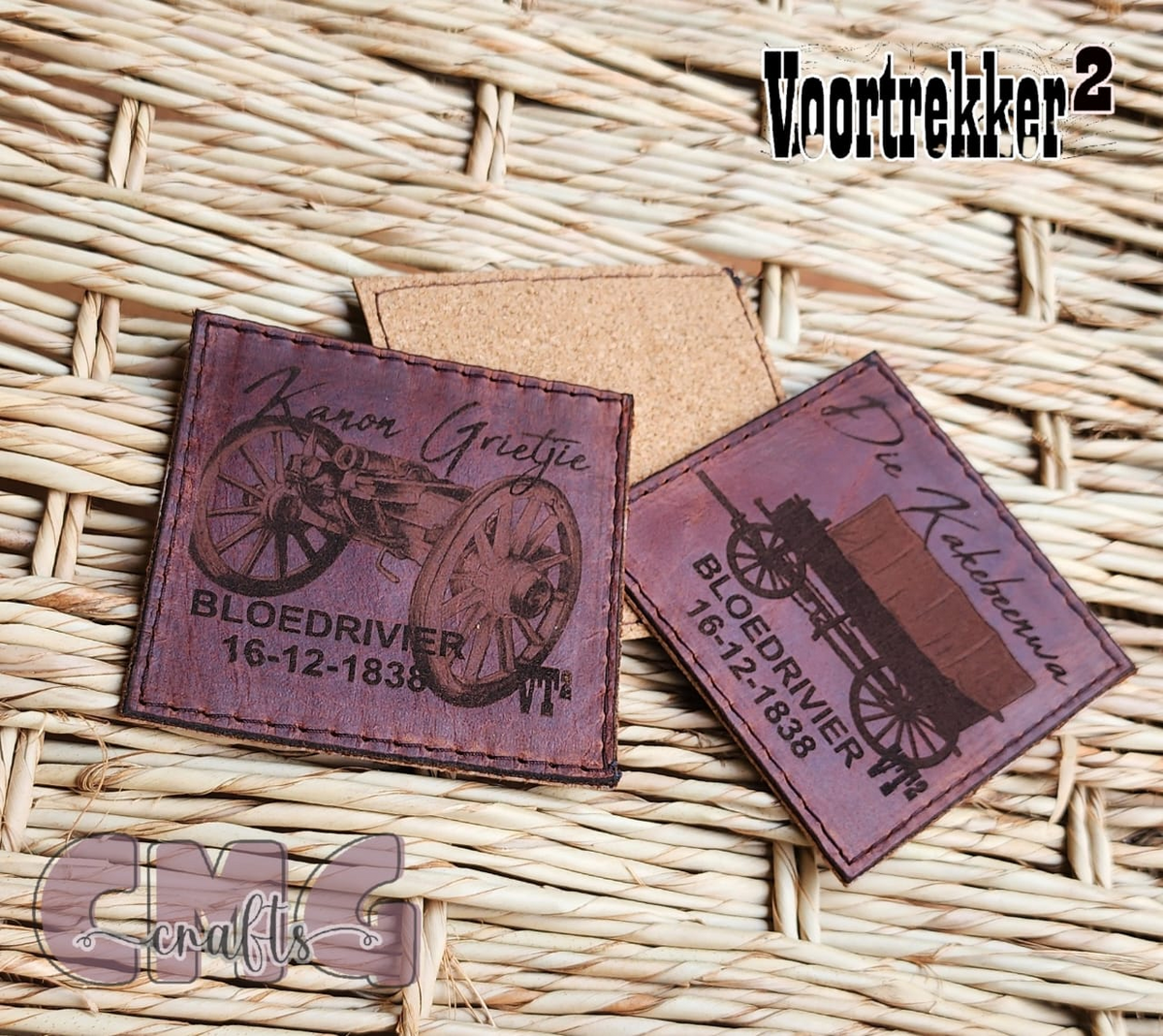 Gegraveerde Handgemaakte egte leer drupmatjies (coasters)