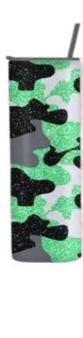 Glitter Camo Tumbler- Green