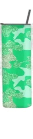 Glitter Camo Tumbler- Green