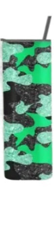 Glitter Camo Tumbler- Green