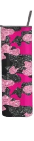 Glitter Camo Tumbler- Pink