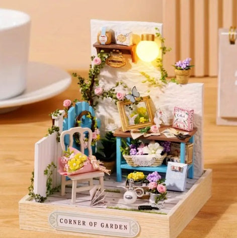 DIY Wooden Miniature Dollhouse Kit- Garden Corner