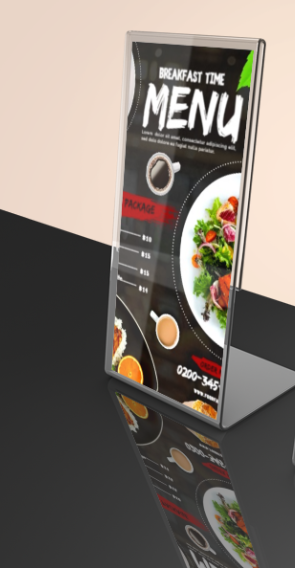 Menu with stand shape L