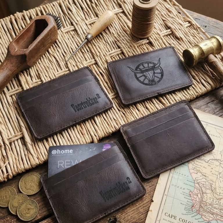 Handgemaakte egte leer kaart-houer (Genuine Leather Card Holder)
