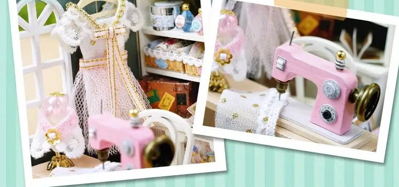 DIY Wooden Miniature Dollhouse Kit- Sewing Room