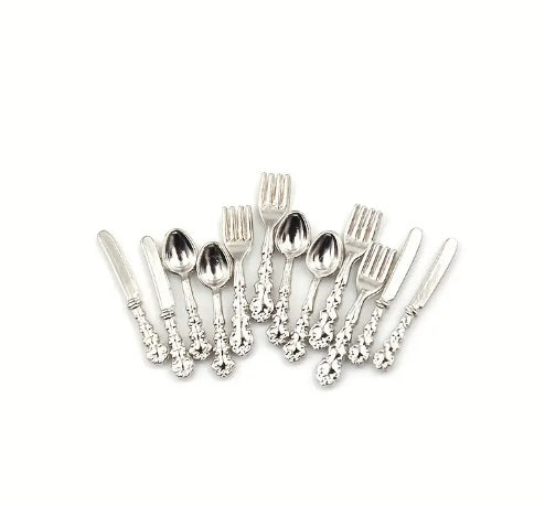 12pc Silver Cutlery Set 1:12