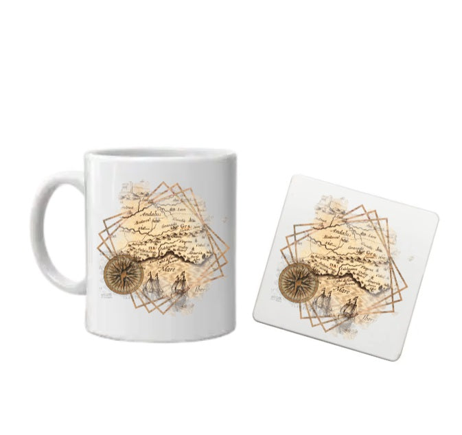 Vintage Map Mug and Coaster Set