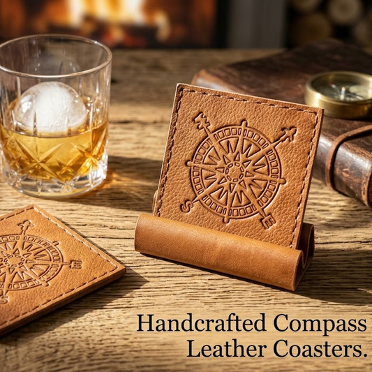 Handgemaakte egte leer drupmatjies (coasters)